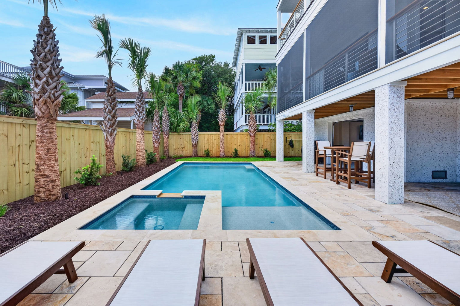 Private heated pool at Tahanan Palms, Isle of Palms vacation rental
