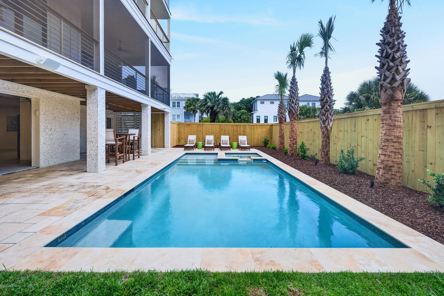 Private heated pool at Tahanan Palms, Isle of Palms vacation rental