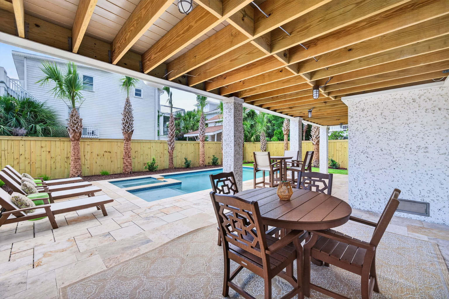 Private heated pool at Tahanan Palms, Isle of Palms vacation rental
