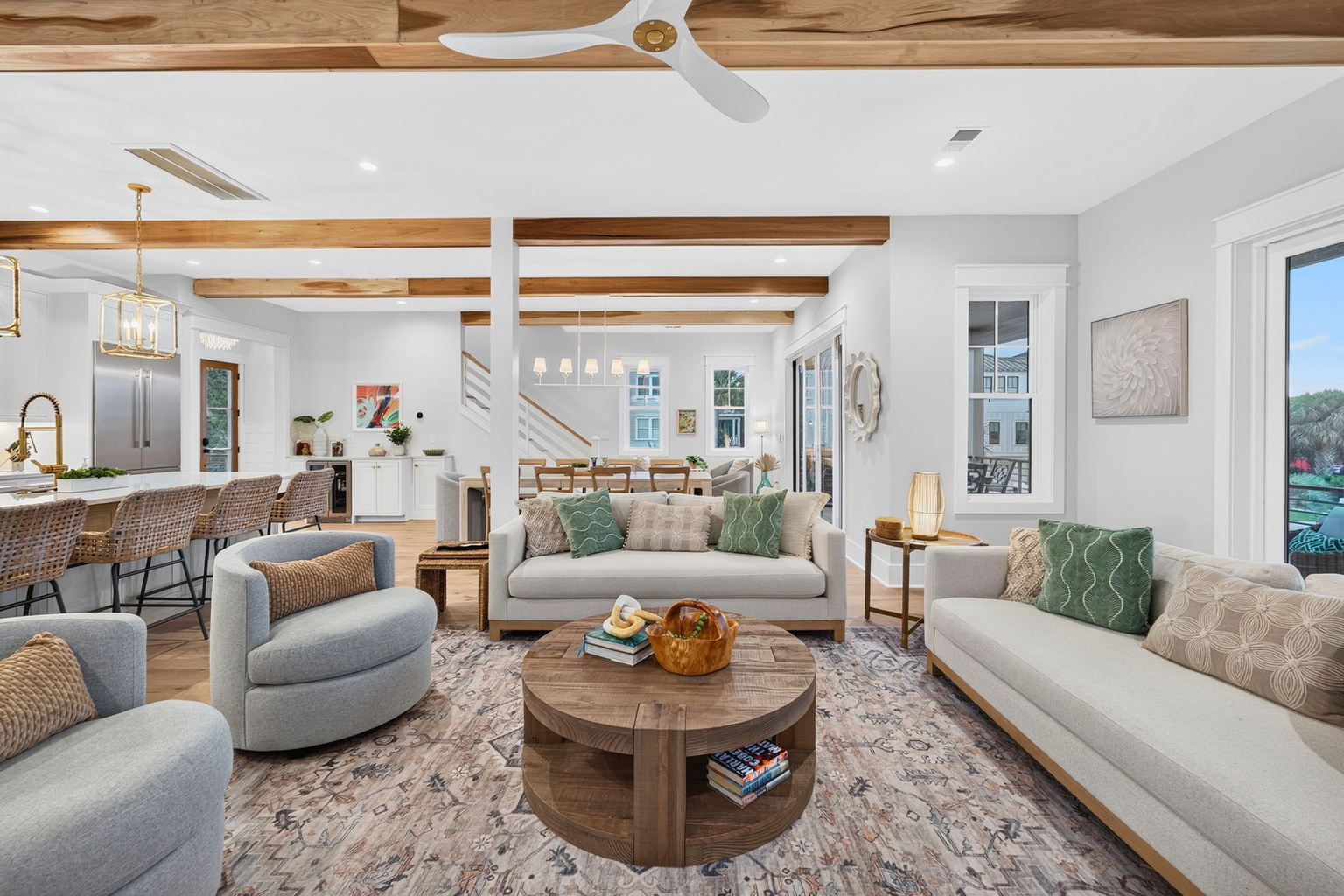 Tahanan Palms great room with open living, dining, and kitchen on level 2