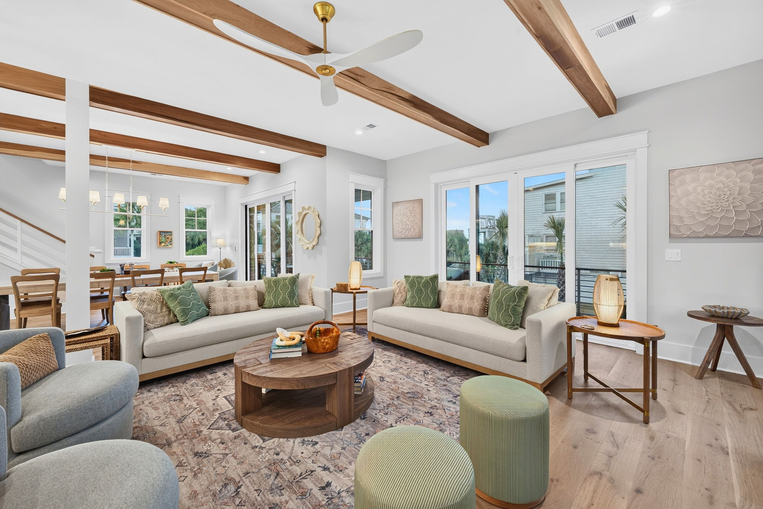Living room at Tahanan Palms Isle of Palms beach house rental