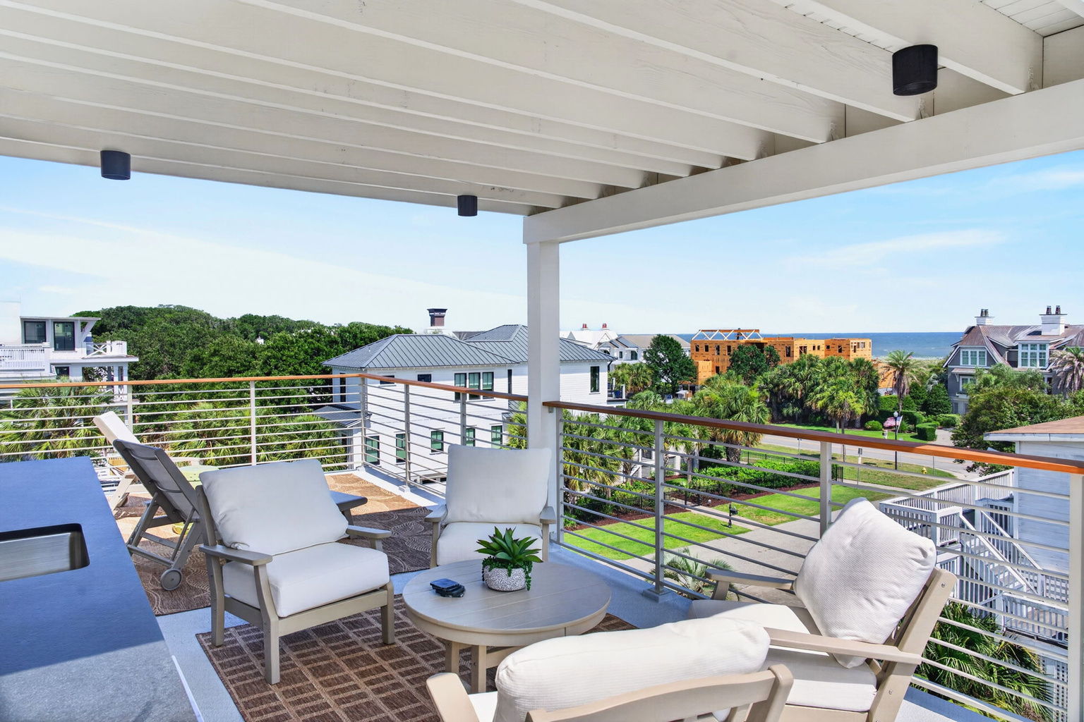 Rooftop deck at Tahanan Palms Isle of Palms vacation rental